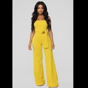 *NEW Fashion Nova Mustard Tube Jumpsuit Size-M